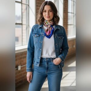 Vintage-style floral square scarf 35"×34"Made In Italy